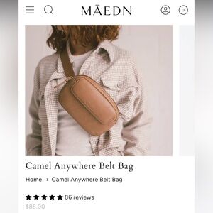 Tan Leather Crossbody belt Bag